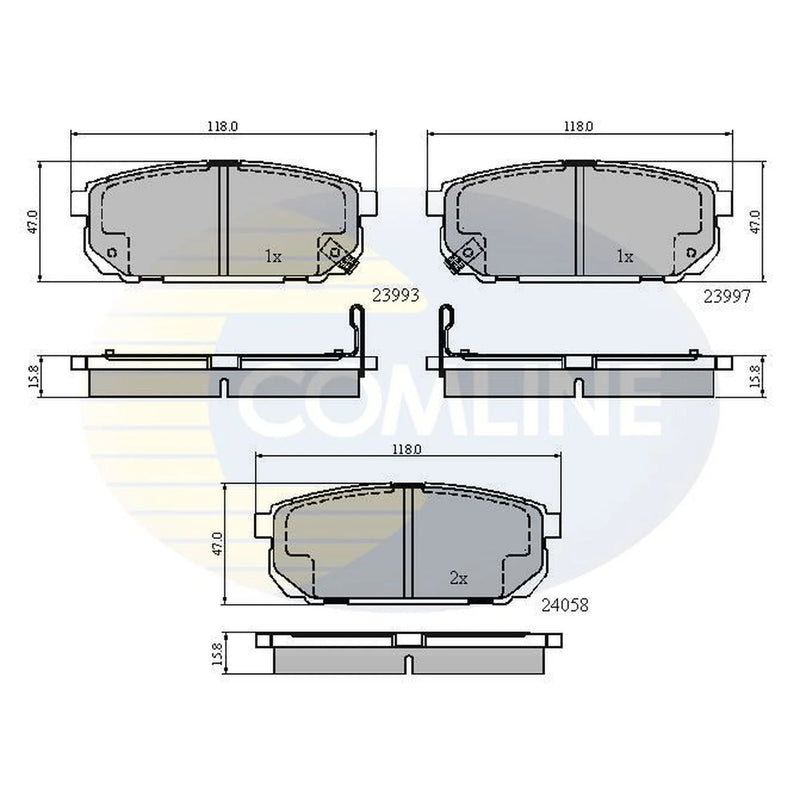 Comline 4 x Rear Brake Pad Set CBP31288