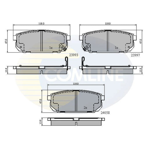 Comline 4 x Rear Brake Pad Set CBP31288