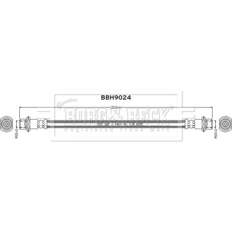 Borg & Beck Brake Hydraulic Hose Line Rear Left BBH9024