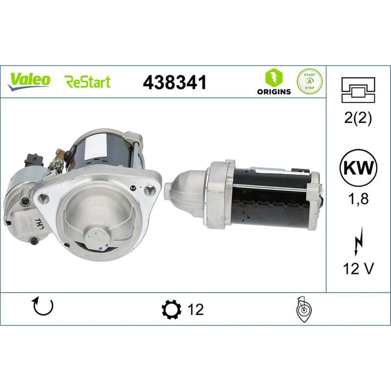 Valeo Starter Motor 12V 1.8kW 12 Teeth 438341