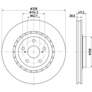 DON 2 x Externally Vented Front Brake Discs PCD14622