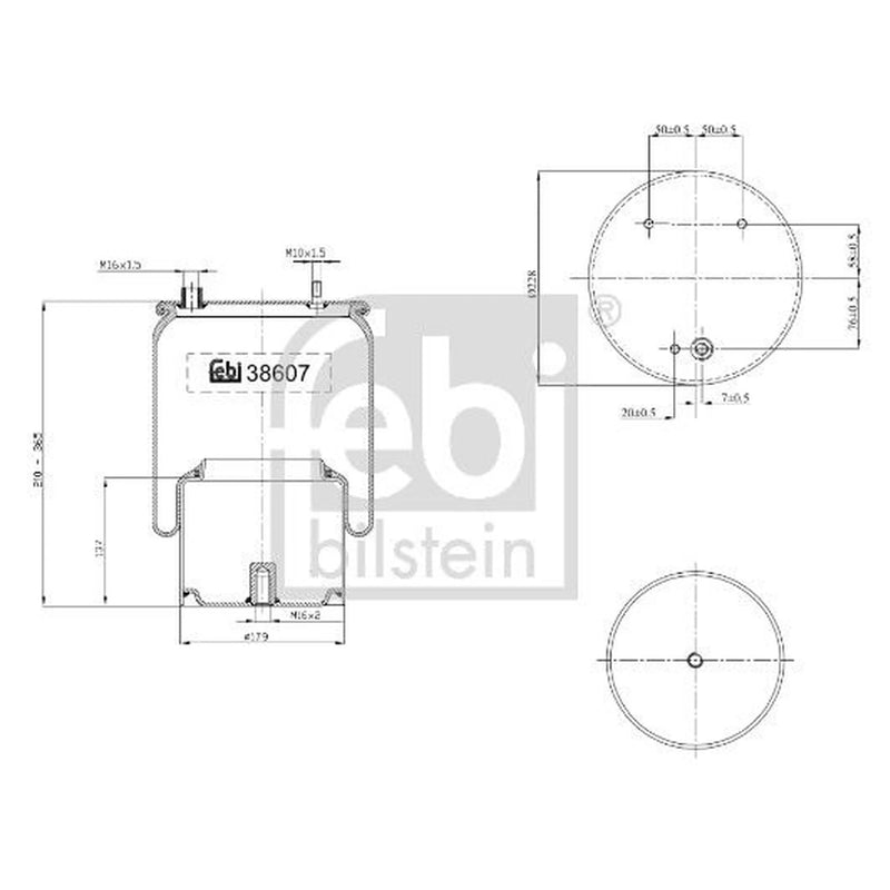 Febi Air Suspension Bellow 228mm Rear Right 38607