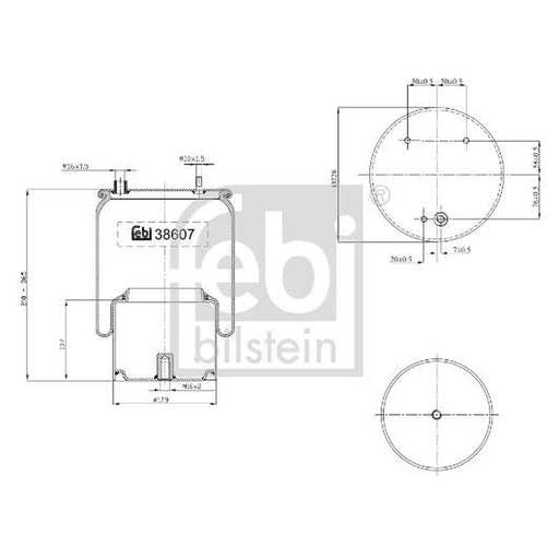 Febi Air Suspension Bellow 228mm Rear Right 38607