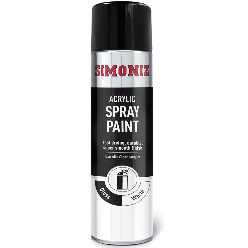 Simoniz Large Gloss White Acrylic Aerosol Spray Paint 500ml