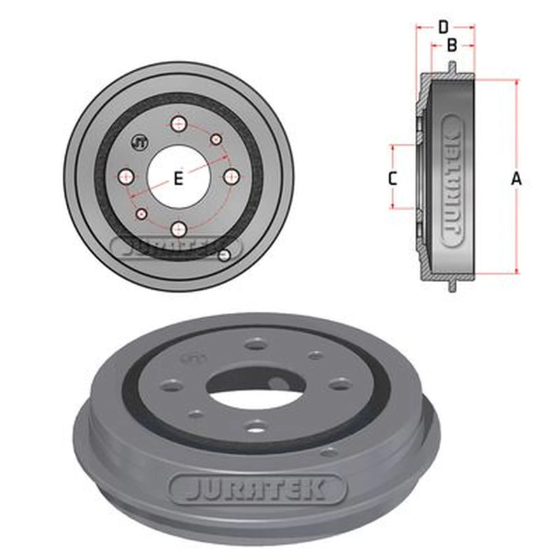 Juratek Brake Drum Assembly Rear JDR018