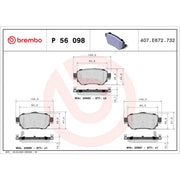 Brembo 4 x Rear Brake Pad Set P56098
