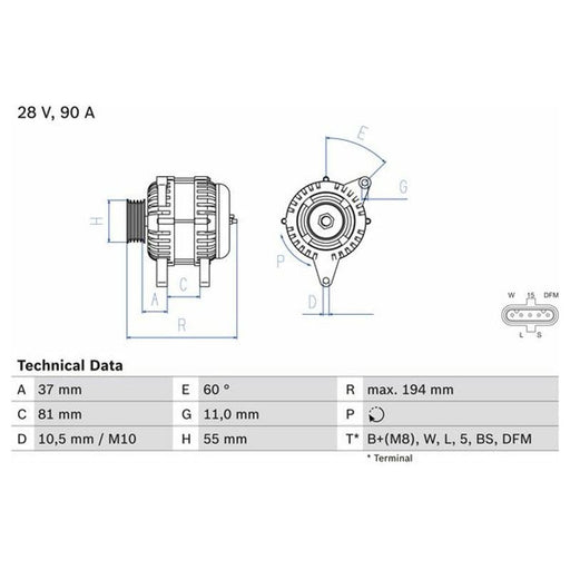 Bosch Reman Alternator (Hgv) 4543 0986045430 Bosch  - Town Parts