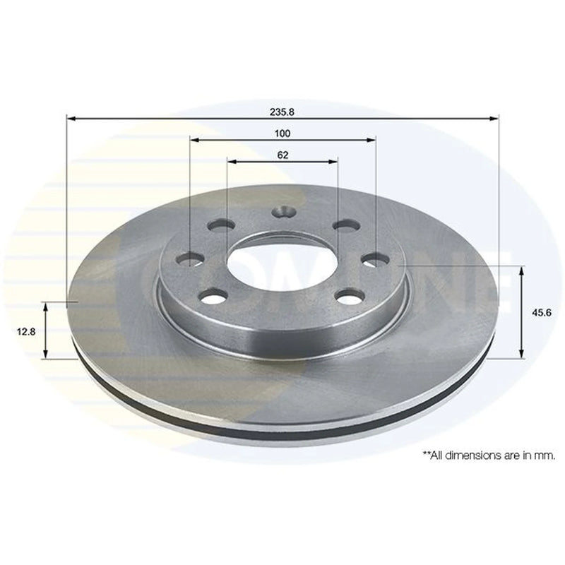 Comline 2 x Solid Front Brake Discs ADC1406
