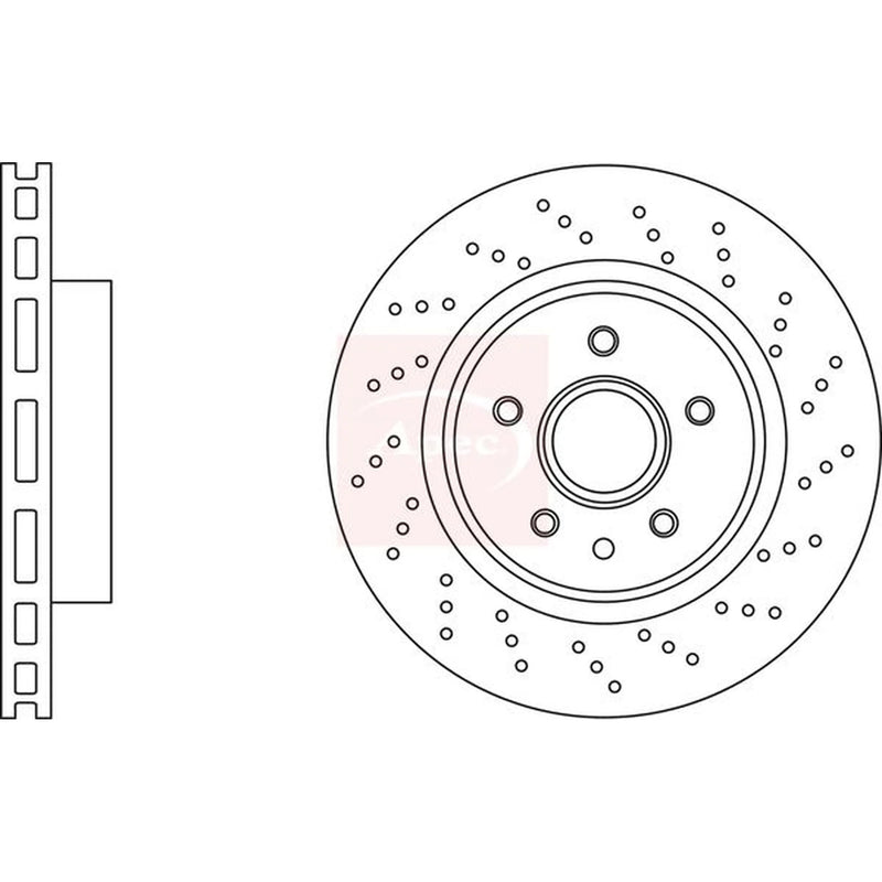 Apec 2 x Perforated/Vented Front Brake Discs DSK3218