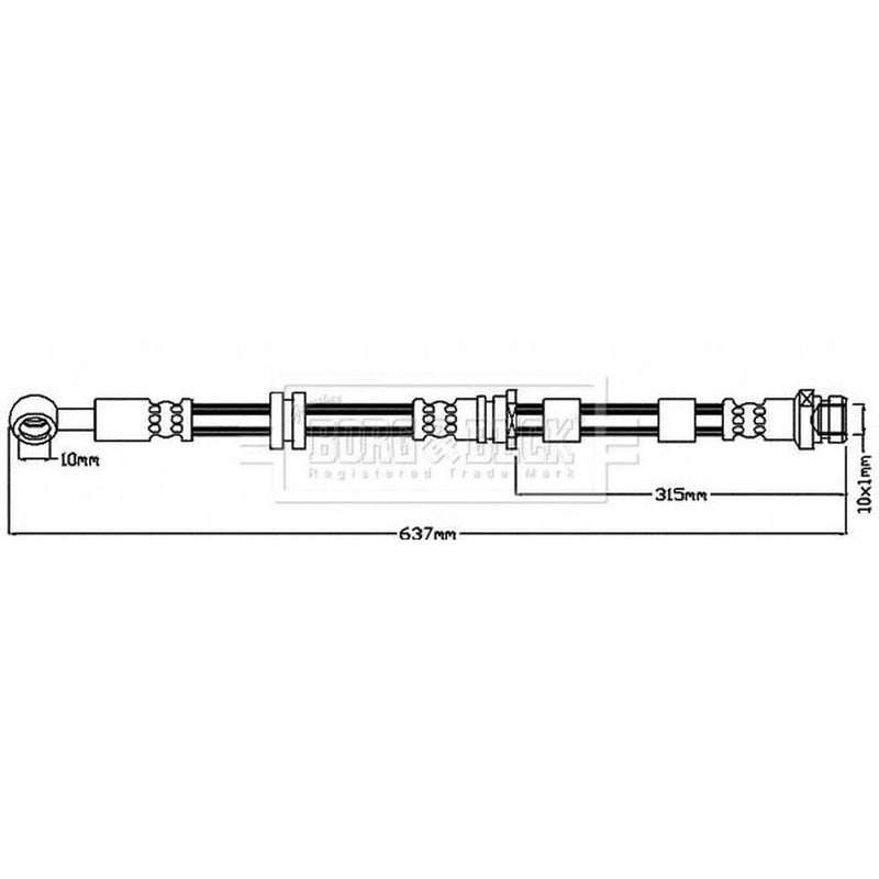 Borg & Beck Brake Hydraulic Hose Line Front Right BBH8040