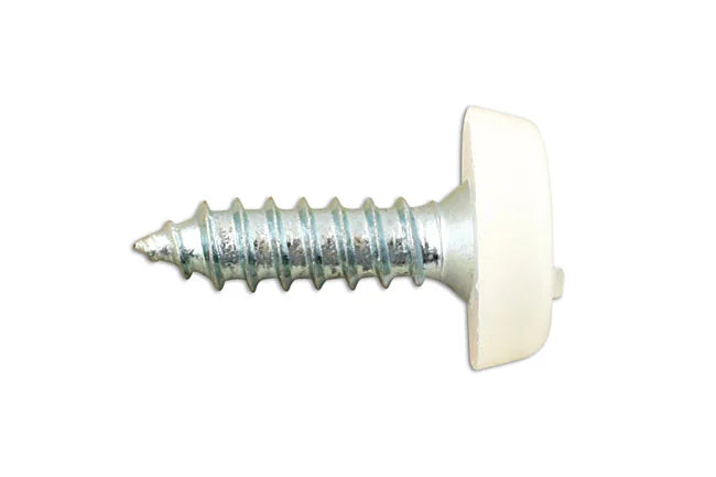 Connect Number Plate Screw 10 x White Polytop 100pc 1-3