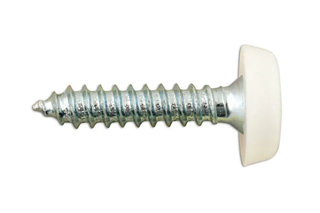 Connect Number Plate Screw 10 x White Polytop 100pc 1-3