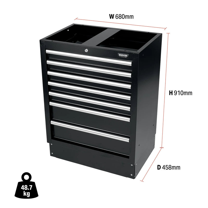 Bunker Modular Floor Cabinet 7 Drawer 680mm Storage Unit