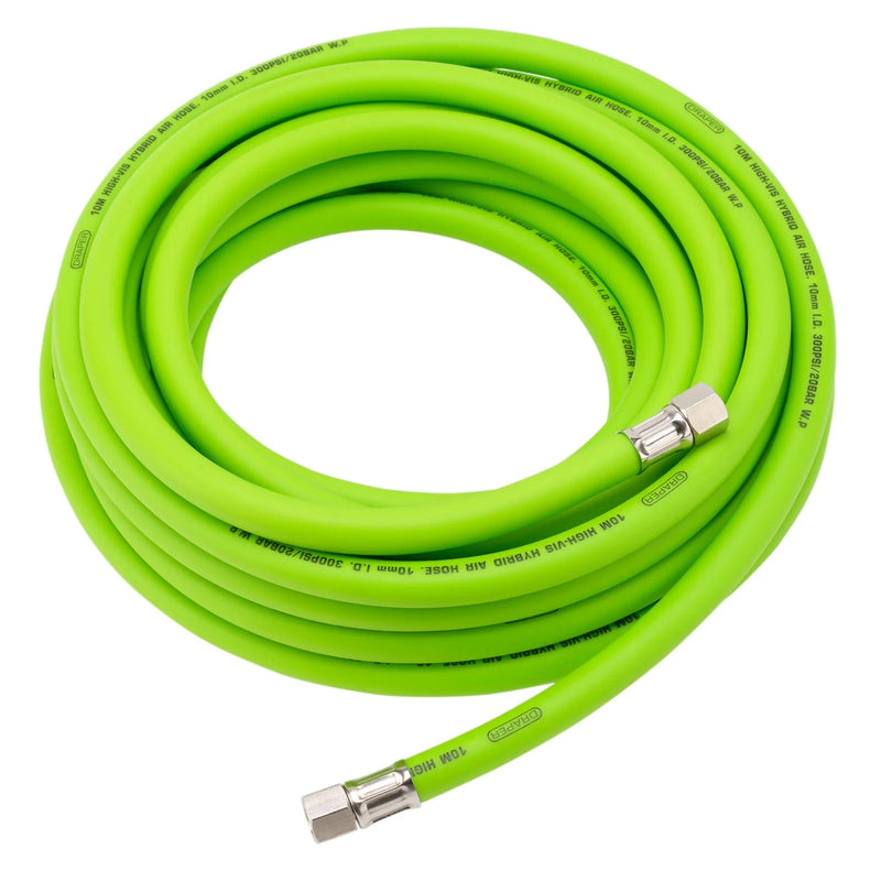 Draper High Visibility Hybrid Air Hose, 1/4" BSP, Green
