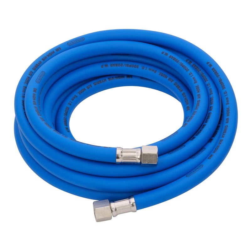 Draper High Visibility Hybrid Air Hose, 5m x 1/4" BSP, Blue