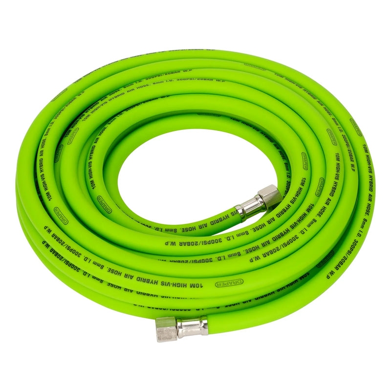 Draper High Visibility Hybrid Air Hose, 1/4" BSP, Green