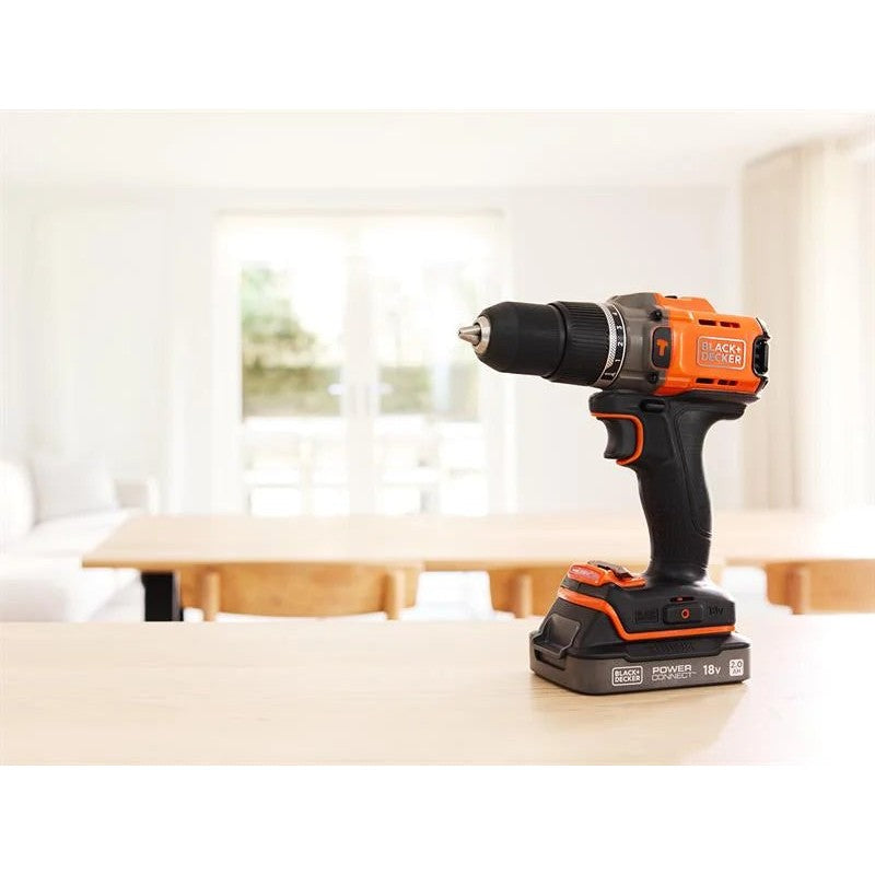 Black + Decker BCD383D1XK POWERCONNECT™ Hammer Drill 18V 1 x 2.0Ah Li-ion
