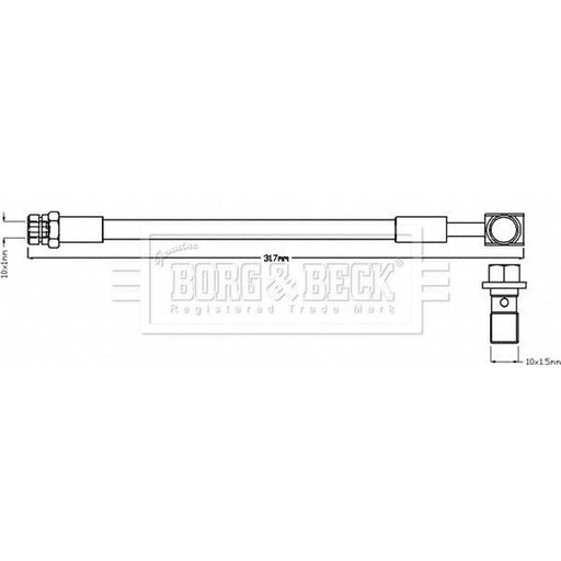 Borg & Beck Brake Hydraulic Hose Line Rear Left BBH8505