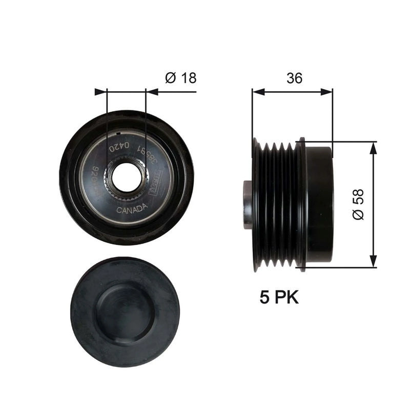 Gates Alternator Overrunning Freewheel Clutch OAP7214