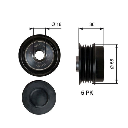 Gates Alternator Overrunning Freewheel Clutch OAP7214