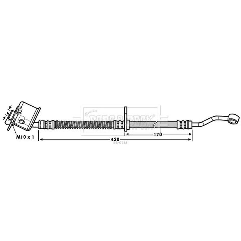 Borg & Beck Brake Hydraulic Hose Line Front Left BBH7758