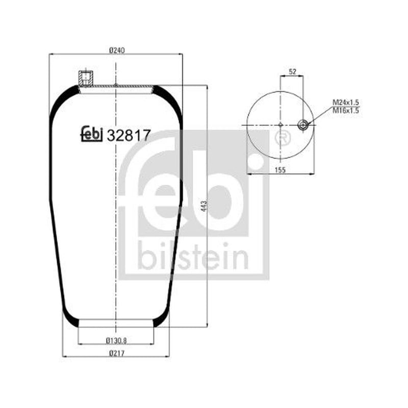 Febi Air Suspension Bellow 155mm Rear Right 32817