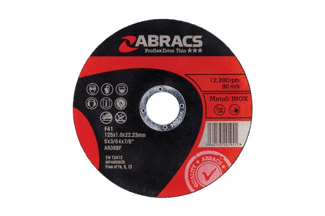 Abracs Extra Thin Flat Cutting Discs x 1.0mm 10pc 100-125mm