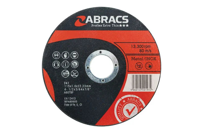 Abracs Extra Thin Flat Cutting Discs x 1.0mm 5pc 75-115mm