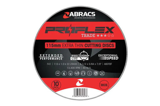 Abracs Extra Thin Flat Cutting Discs 115mm x 1.0mm 100pc - CPL