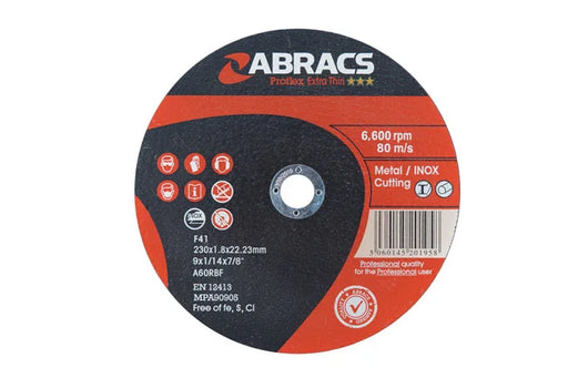 Abracs Extra Thin Flat Cutting Discs 230mm x 1.8mm 25pc - CPL