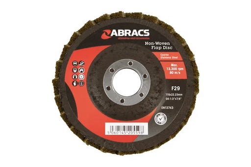 Abracs Non-Woven Flap Discs, Coarse 115mm 5pc - CPL