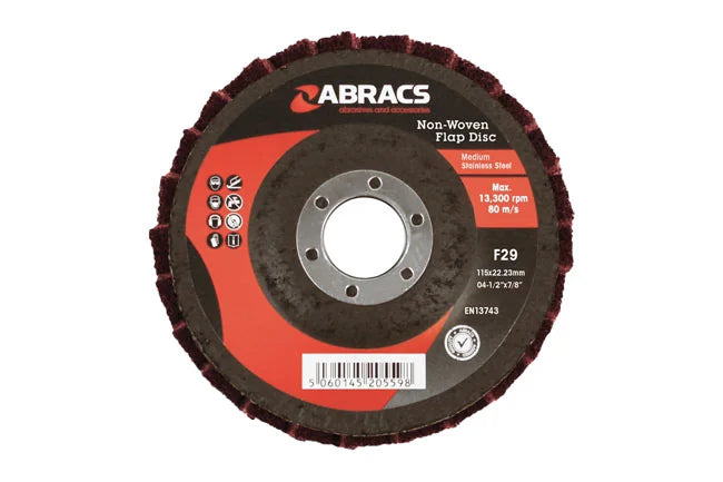 Abracs Non-Woven Flap Discs, Medium 115mm 5pc - CPL