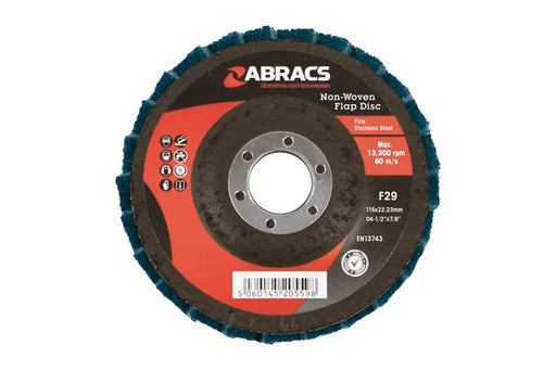 Abracs Non-Woven Flap Discs, Fine 115mm 5pc - CPL