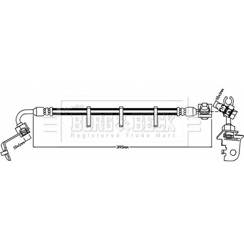 Borg & Beck Brake Hydraulic Hose Line Front Left BBH8640