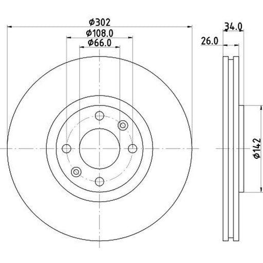 DON 2 x Externally Vented Front Brake Discs PCD11842