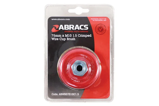 Abracs Crimped Cup Brush 75mm x M10 1.5 Pitch 1pc - CPL