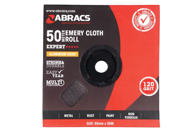 Abracs Emery Roll x 50m x P120 1pc 25-50mm