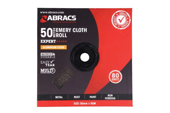 Abracs Emery Roll x 50m x P80 1pc 25-50mm