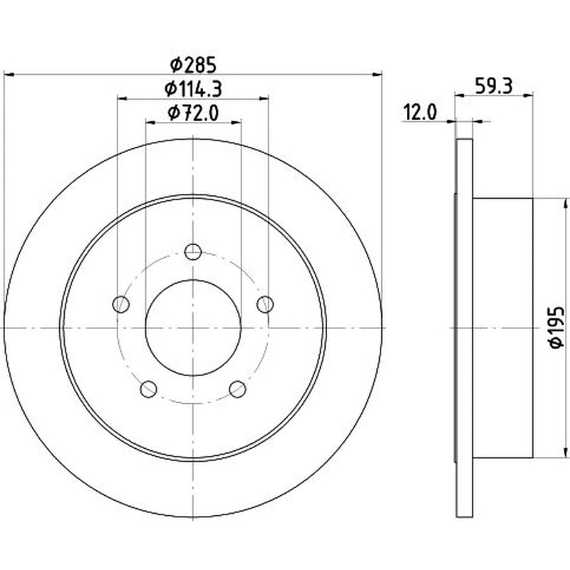 DON 2 x Solid Rear Brake Discs PCD23192