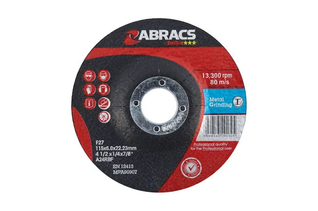 Abracs Metal Grinding Discs x 6.0mm 25pc 100-230mm