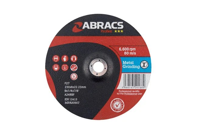 Abracs Metal Grinding Discs x 6.0mm 25pc 100-230mm