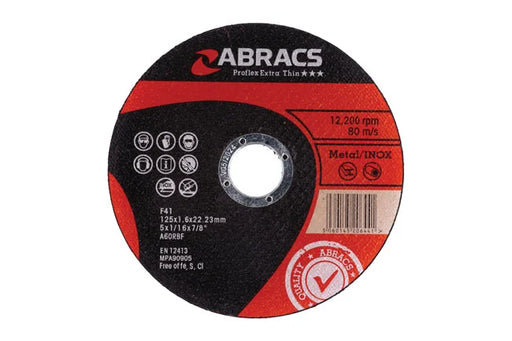 Abracs Extra Thin Flat Cutting Discs 125mm x 1.6mm 10pc - CPL