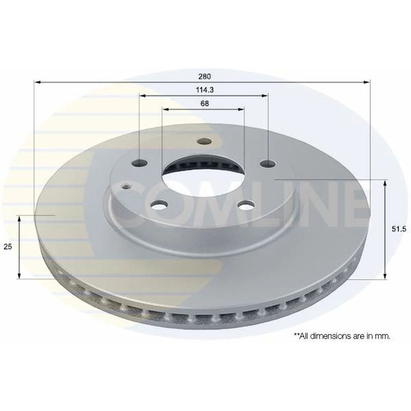 Comline 2 x Internally Vented Front Brake Discs ADC0478V
