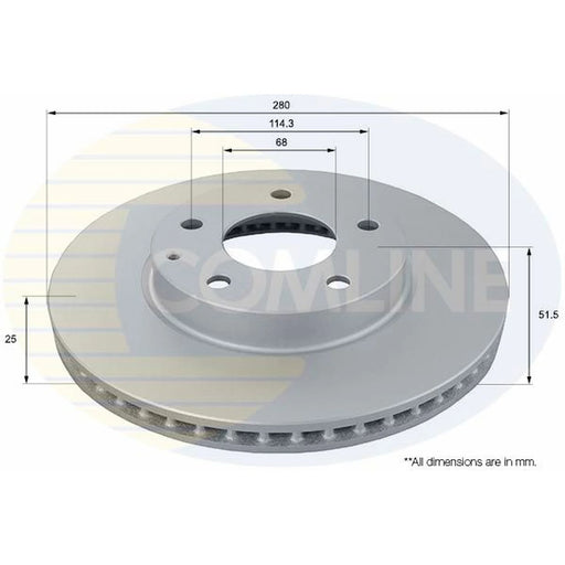Comline 2 x Internally Vented Front Brake Discs ADC0478V