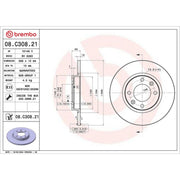 Brembo 2 x Solid Rear Brake Discs 08.C308.21