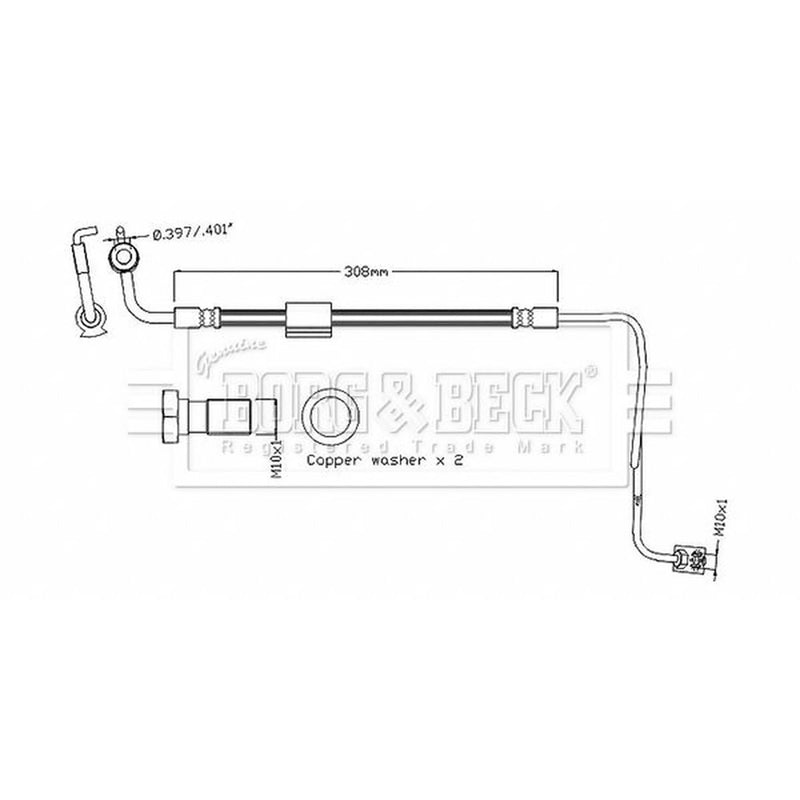 Borg & Beck Brake Hydraulic Hose Line Rear BBH8885