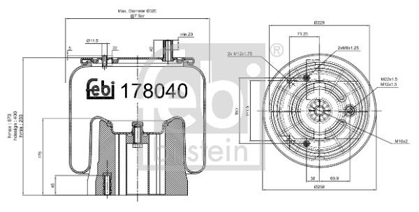 Febi Air Suspension Bellow 258mm