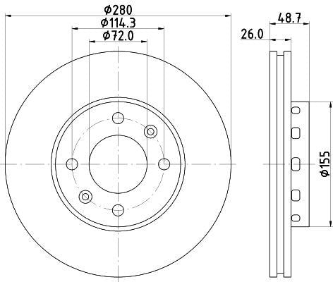 MINTEX Brake Disc Front Externally Vented 280mm Outer Diameter Fits Kia Carens MINTEX - Town Parts