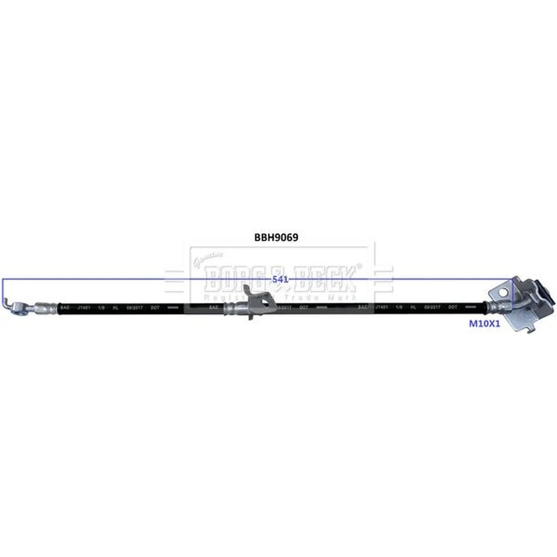 Borg & Beck Brake Hydraulic Hose Line Front Left BBH9069