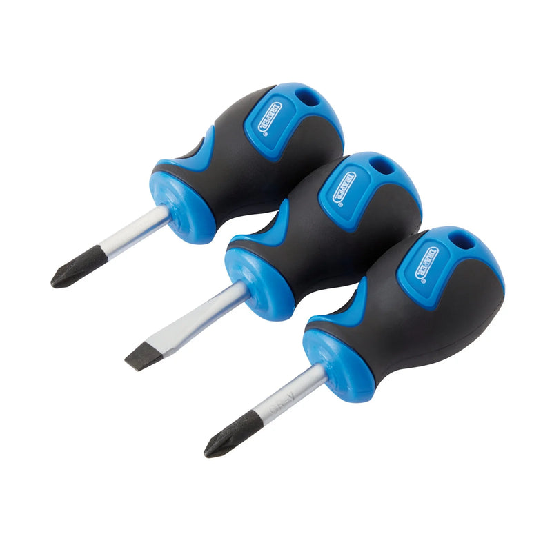 Draper Stubby Soft Grip Screwdriver Set 3 Piece